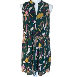 New Nine West Green Print Sleeveless Dress Small